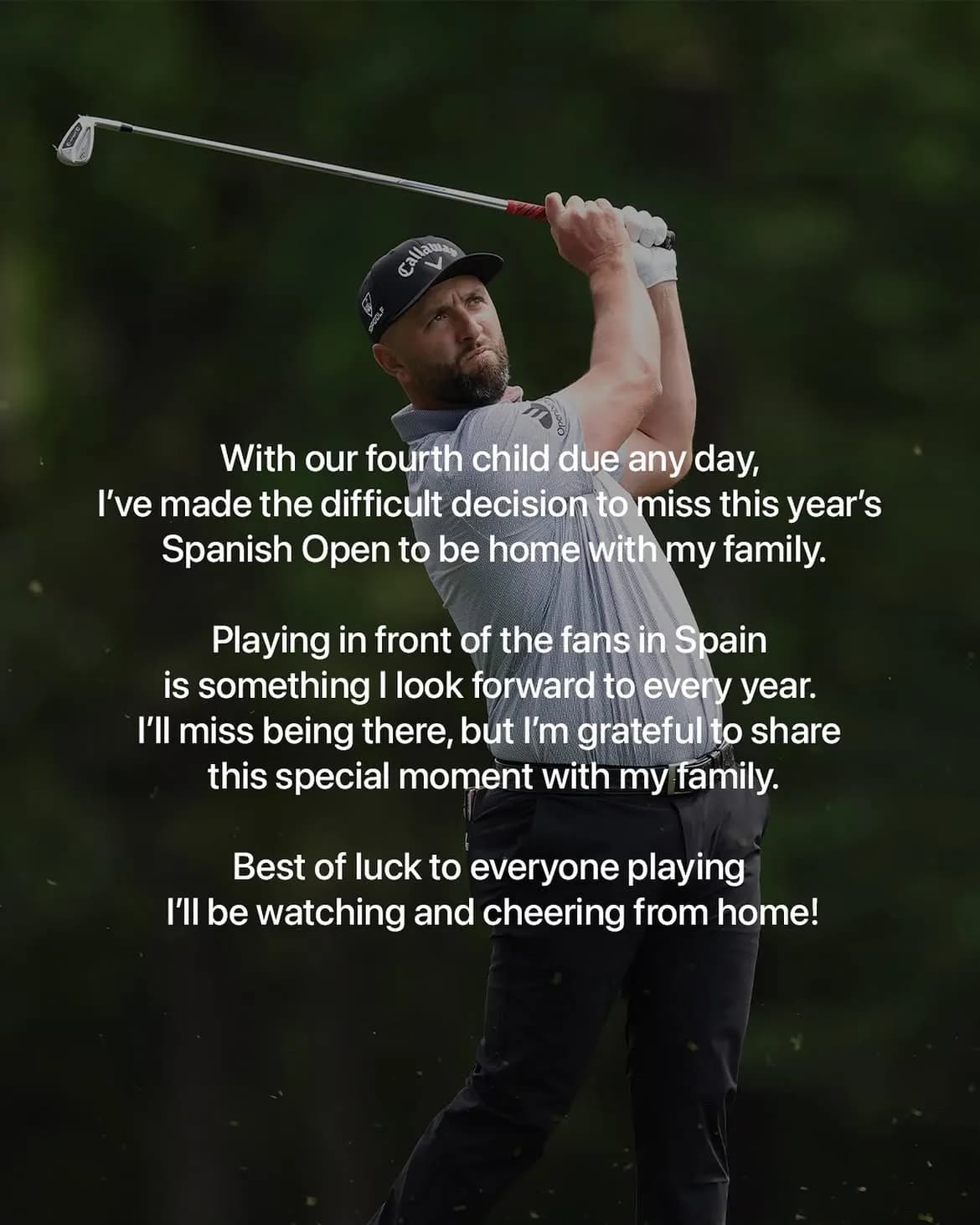 Jon Rahm se baja del Open de España para estar con su familia
